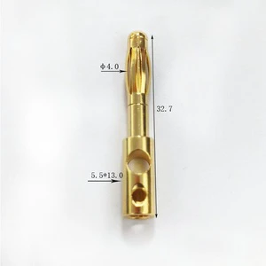 Solid Gold-Plated 4.0mm Banana Head Circuit Board Connectors Digital Electrical Drum Spring Plug Tip Solid Conductive Copper Pin