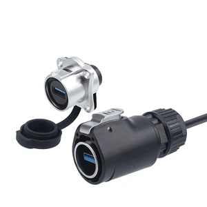 IP68 Waterproof LED Display Data Signal Quick Plug Cable LP24 USB 3.0 Plastic Metal Industrial Aviation Circular Connector