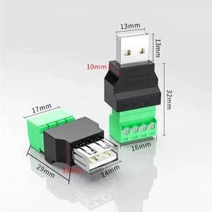 USB Connector USB Turn Terminal 4 Pin Screw Terminal Plug Type-A 4-pin Male/Female Plug Adapter Connector Electrical Supplies