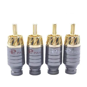 RCA Male Connector Gold Plated Double Self-Locking Lotus Wire HIFI Audio Video Adapter 5mm Hifi RCA Cable Plug