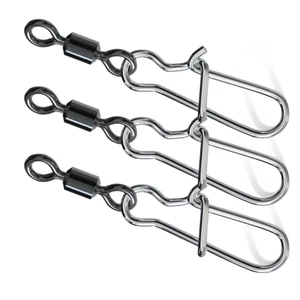 Stainless Steel Fishing Rolling Swivel with Safety Snap Fishing Barrel Swivel Connector High-Strength Fishing Accessories