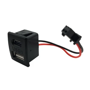 Black Dual USB a Type C Charging Socket With Wire and Connector