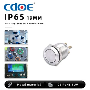 19mm Hole 1NO1NC Metal Button Switch Cnc Solder 5A 34.2mm Total Length 304 Stainless Steel Pushbutton