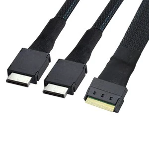 SlimlinSas Cable MiniSAS SFF-8654 8i to 2*OCuLink 8611 4i Connector Cable
