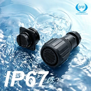 SVK54-VFS 54 Pin Female Audio Video Connector Receptacle Housing Panel Mount With Cable Clamp