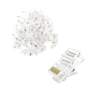 Lan Network 8 Pins Rj 45 Connector Conector Plug Machine 8p8c Pass Through Cat5e Cat 5 Utp Rj45 Connector