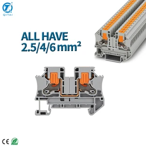QPTV PTV 2,5 Contact Din Rail Side Mounted Quick Connect Industrial Electrical Spring Pluggable Feed Through Terminal Block