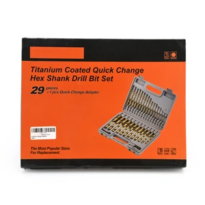 Nesen 30Pcs Titanium Coated Hex Shank Drill Bits Quick Change Adapter Handheld Drilling Tasks for Steel Copper Alloy Metal Works