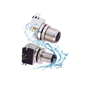 M8 Pcb Panel Socket Solder Type IP67 3p 4p 5p 6p 8pin Male Female Rear Mount Shield Straight Angle Ground Pin M8 PCB Connector