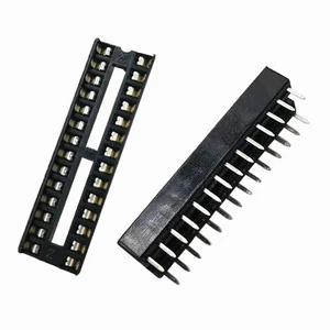 2.54 SIP Socket 28 Pin Double Row 2.54 Dip Connector with Flat Terminal Through Hole for ICs PCB Adapter Headers