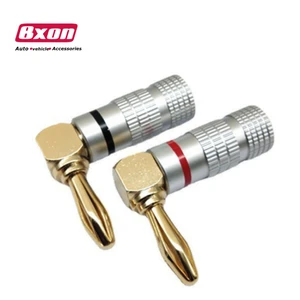 Right Angle Gold Lead 4mm Banana Plug Screw Type Free-Solder Banana Connector Plug