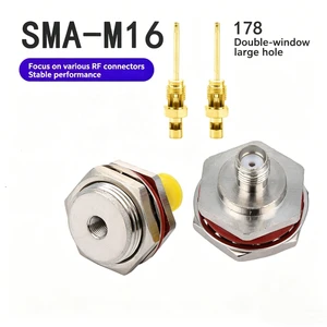 Premium SMA Female Bulkhead Panel Mount M16*1.0 AP Adapter Coaxial RF Connector with Fine Fixed Sealing Ring for RG174 316 Cable