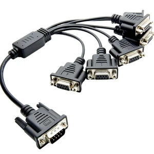 Factory Custom D-SUB RS232 Serial Cable DB9 Male to 5XDB9 Female Front Panel Mount D-Sub Connectors