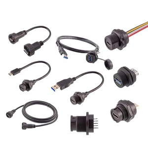 M20 M24 USB 3.0 Type c Micro-USB Panel Mount IP67 Waterproof USB Connector Cable