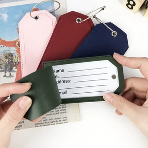Luxury Saffiano Leather Baggage Label Holder With Privacy Cover Metal Connector Ring Personalized Name ID for Cruise Ship Trip