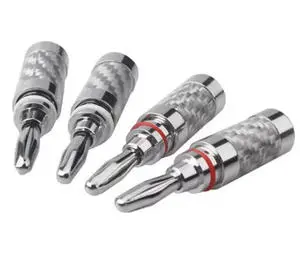 Speaker Terminal Banana Plug Connector With Screw Consumer Electronics Bananas Conector Audio Jack Rhodium Plated Carbon Fiber