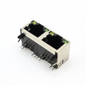 1x2 Rj45 Module Double Port Shielded with Led Ethernet Connectors Rj45
