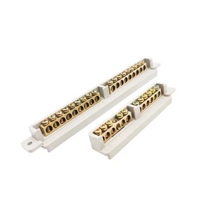 High Quality Blue Copper Terminal Block 5 10 12 15 Pole Screw Type Grounding Terminal Safety Terminal Blocks