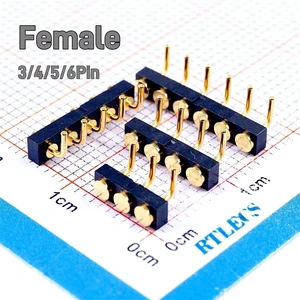 Female Pogo Pin 2.54 mm Pitch 3 4 5 6 Position 4.0 mm Pogo Pin Connector Female ConnectorThrough Hole Edge Mount