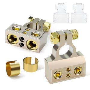 12V Battery Terminal Connector Positive & Negative Battery Terminal Clamp for Motorcycle with Shims and Clear Protector Cover