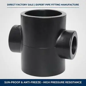 HDPE Cross Fitting PE100 SDR11 PN16 Butt Fusion Pipe Connector 4-Way Joint DN50-DN315 For Water Gas Supply