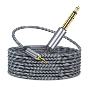 1/8 1/4 Stereo Braided 3.5mm TRS 6.35mm Audio Cable Hi-Fi Sound Double Layer Shielded Zinc Alloy Case 5mm Outer Diameter Speaker