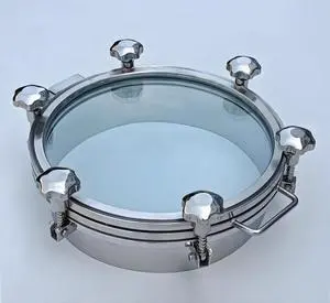 KQ Factory Ss304 Ss316 Sanitary Food Grade Round Pressure Manway Manhole Cover With Sight Glass