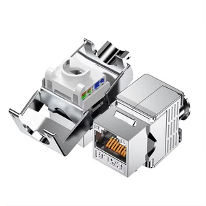 High Quality Cat5 Cat5e Cat6 Cat6a 8P8C Ethernet RJ45 Connector Shielded 180 Degree Keystone Jack for Networking