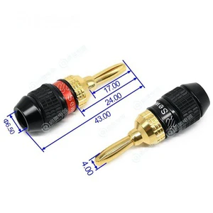 4mm Banana and Tip Connector for HIFI Audio Quick Screw Lock with Gold Plating for Speaker Cable