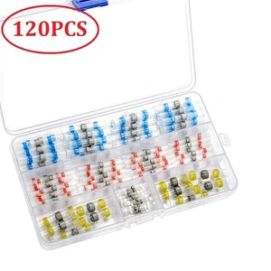 120PCS Solder Seal Wire Connector, Heat Shrink Butt Terminals Electrical Insulated Marine Waterproof Automotive Copper Connector