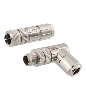 M12 X Coded 8pin Waterproof Connector Metal Crimp Railway Ethernet Data Transmission Straight Right Male Female Aviation Plug