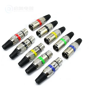 3-Pin XLR Nickel-Plate Copper Audio & Video Connector 3 Core Terminal Male Jack Plug with Microphone Snap Fit