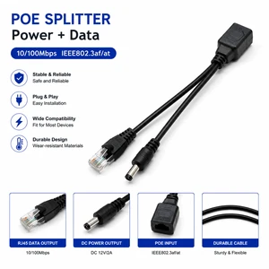 Custom Wire Harness Factory Active POE Splitter 12V 2A Ethernet Adapter For IP Camera And CCTV Wire Harness
