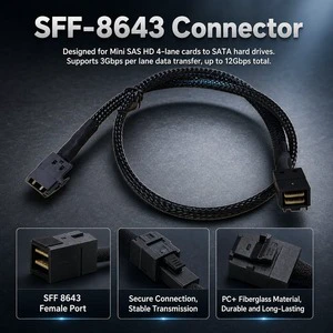 Storage Backplane Connection Wire SFF-8643 to SFF-8643 Mini SAS HD SAS 3.0 48Gbps Bandwidth Steel Clip Locking Connector
