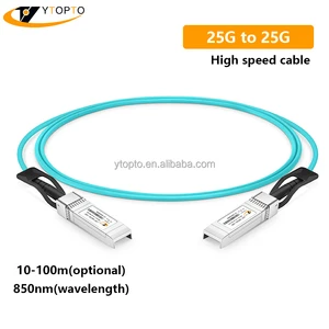 YTOPTO 25G SFP28 AOC 850nm OM3 1M~100M Fiber Active Optic Cable,AOC Cable,Cisco/ MikroTik/Ubiquiti Used For Data Center,CE/ROHS