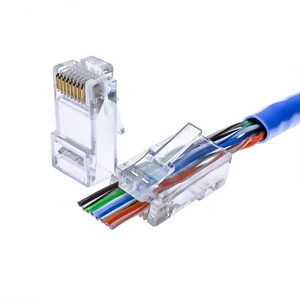 RJ45 Ez Connector Ethernet Male Gold Plated CAT5E CAT6 8 Pin Type Network EZ RJ45 Connector