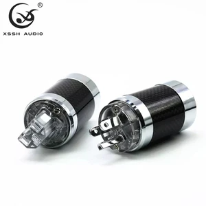 YIVO XSSH Audio Hi-End US AC Power Jack IEC 3 Pin Male Female Pair Carbon Fiber Brass Rhodium Plated DIY Connector