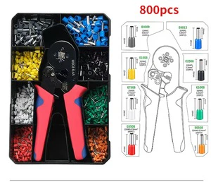 Boxed 800/1200/1800PCS Tubular Brass Crimp Terminals VE Insulated Terminal Connectors with HSC6-4 Crimping Plier