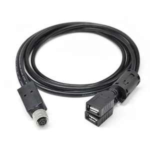 Network Data Y-Splitter Cable M12 A Code 8 Pin Female Connector To USB 2.0 Female Plug IP67 Waterproof Shielded Connector