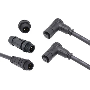 AOHUA 90 Degree Angle Cable Panel Wire Male Female Waterproof Molded Connector 2 3 4 5 6 7 8 Pin