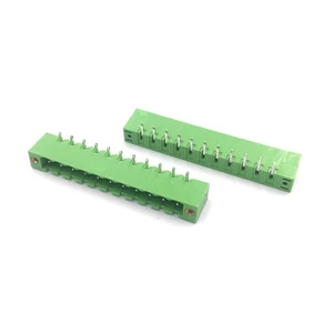 Deyconn Green Automotive Terminal Block 5.08mm 11-pin Male 90-degree Bend Insertion Socket Plug Type Ears Connector Plastic