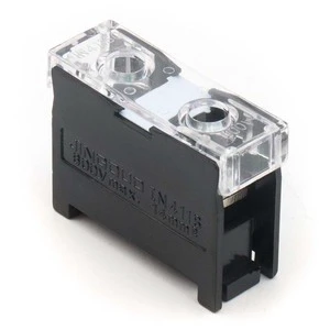 IN411BK Din Rail Terminal Block 1P 60A 600V PC Material Wire Connector IN411 High Current Wiring Terminal with Dust Cover