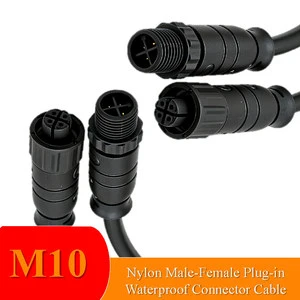 M10 Pin IP68 Round Terminal Nylon Waterproof Copper Gold Plating DC RF Connector For Solar Panel Array Power Systems