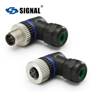 SIGNAL M12 D-Coding Connector-Angled Male & Female 4 Pins Screw Termination IP68 Waterproof Industrial Automation Use