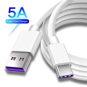 Custom 1m 2m 1.5m 5A Usb to Type C Mobile Phone Charger Fast Charging White Data Usb Cables Factory Price