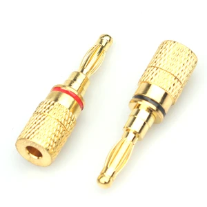 High End 4mm Metal Gold Plated Banana Plug Connector 30V-60V/6A-32A for Audio & Video Applications