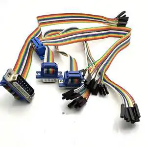 Custom D-Sub DB Female Male Connector Rainbow Flat Ribbon Cable