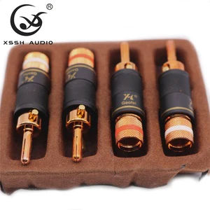 YIVO XSSH Audio DIY OEM Hi-end Male Banana Jack Plug Connector Red Pure Copper HIFI Speaker Plugs Adapter for Cable Wire