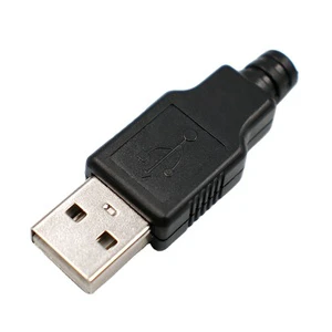 USB 2.0 Type a 4-Pin Male Connector with PBT Plastic Casing Three-Piece Male Head for Data Cable 1.5A 30V DC