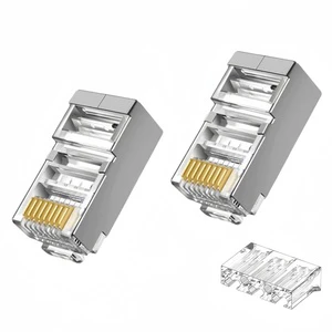 Hot Sale 8P8C Connector RJ45 Ends Cat6A Cat7 Cat6 8P8C RJ45 Connector Shielded Crystal Ethernet Cable Crimp Connectors LAN Crimp